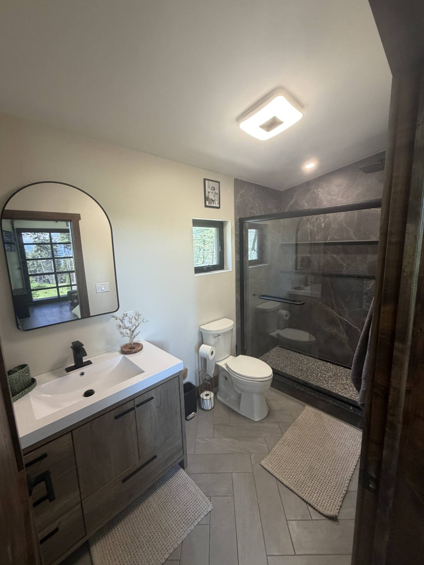 Bathroom at The Ridge with a large custom shower