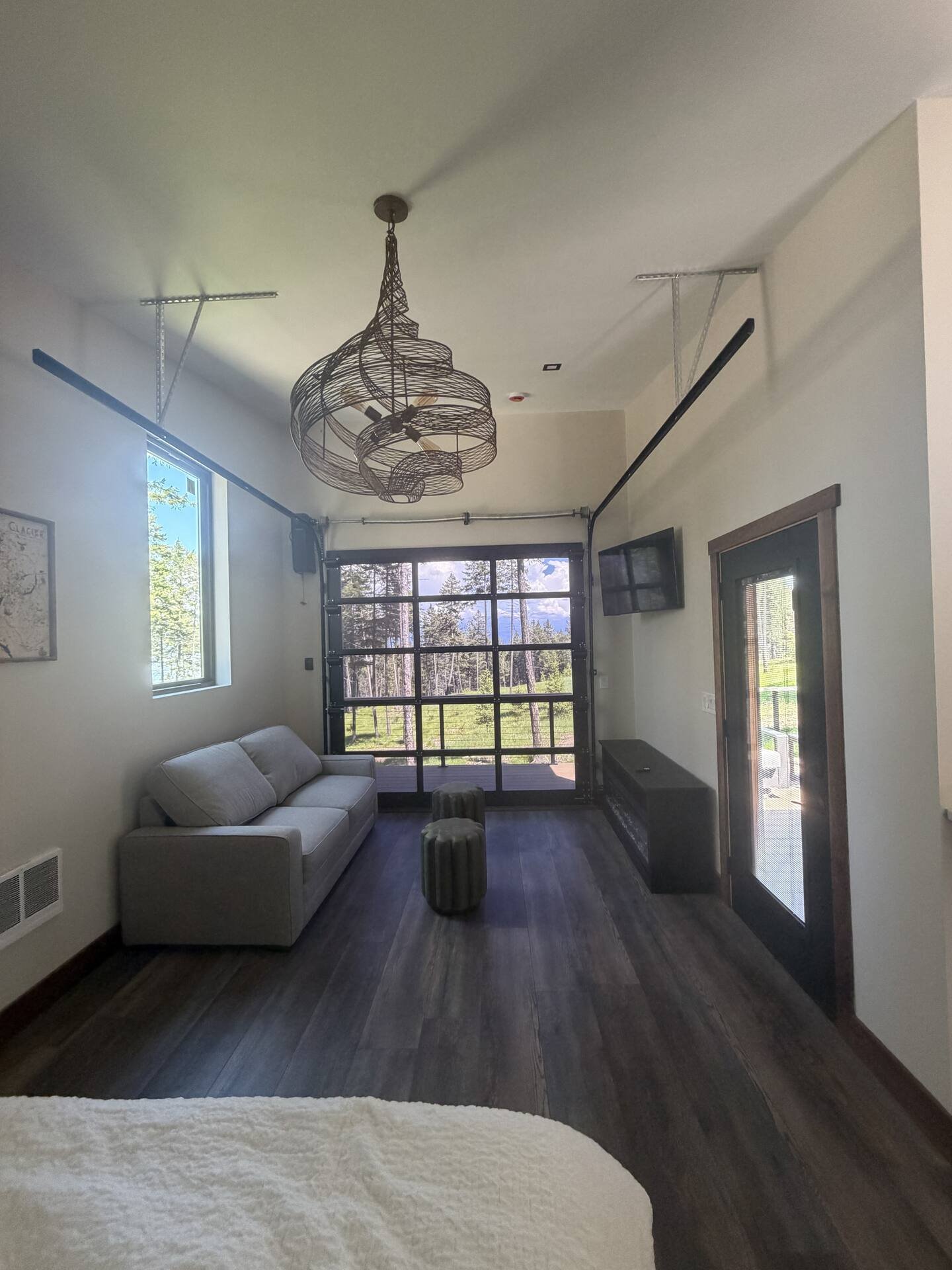 Seating area at The Ridge framed by walnut trim